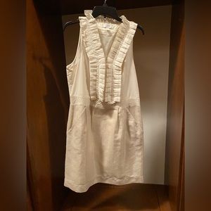 Ann Taylor Loft white dress with ruffles and glitter bottom in size 14